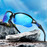 Stylish Unisex Sports Sunglasses: Fashionable Rimless Polarized Sun Glasses for Men, Ideal for Outdoor Riding and Cycling with Goggle Style Shades.