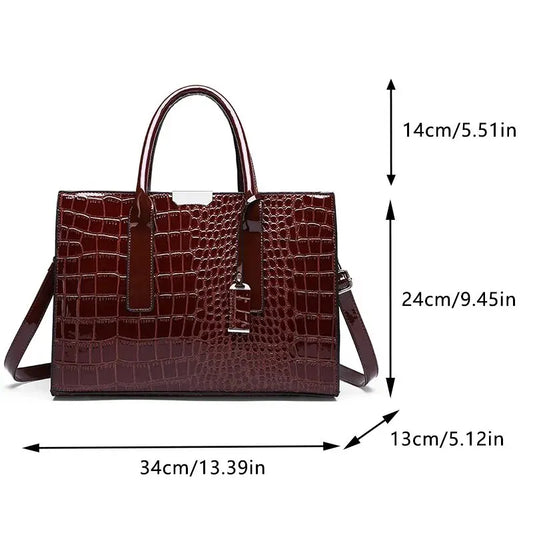 Crocodile Print Women's Handbag: Stylish and Versatile for Work, Travel, and Gifting