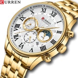 CURREN Men's Stainless Steel Sports Luminous Watch: Army Military Quartz, Chronograph Clock - Relogio Masculino