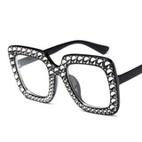 Sparkling Diamond Sunglasses for Women - Brand Design with Flash Square Shades, Mirror Sun Glasses