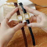 Square Women's Wristwatch - Waterproof Quartz Movement, Retro Fashion with Small Dial, Vintage Leather Watch for Female Students