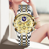 LIGE Luxury Women's Waterproof Quartz Watch: Stainless Steel, Fashionable Gift with Box