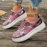 Elegant Gold Sequin Platform Sneakers for Women – Chic Autumn Casual Shoes with Thick Vulcanized Soles