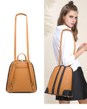 Luxury Brown PU Leather Women's Fashion Backpack Set: Includes Shoulder Bag, Card Bag, and Crossbody Bag - Perfect Women's Gift