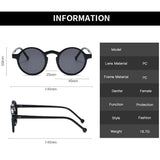 Classic Vintage Retro Round Sunglasses for Women and Men - Small Black Frame, Ideal for Driving