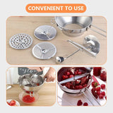 Manual Rotary Food Mill Stainless Steel Vegetable Strainer Potato Masher Grinder with 3 Milling Discs Dishwasher Safe