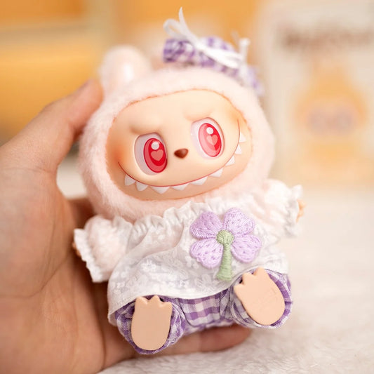 Labubu Idol Doll Outfit Set – Candy Hairpin, Stylish Shorts & Sitting Party Clothing for 17cm Mini Plush Dolls Accessories