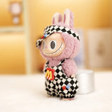 17cm Labubu Doll Checkerboard Tennis Outfit Set – Suspender Pants & Shirt Trendy Fashion Clothes for Baby Pendant Dolls