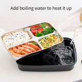 1100ML Travel Bento Lunch Box for Children and Adults – 4-Compartment Food Storage Container with Stainless Steel Insert and Spoon, Leak-Resistant Design