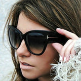 Black Fashion Sunglasses for Women - Oversized Female Sun Shades with Gradient Lenses