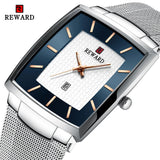 Luxury Slim Blue Quartz Stainless Steel Watch - Men's Fashion Mesh Waterproof Business Wristwatch