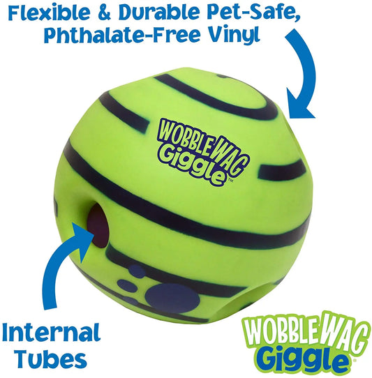 Glowing Wobble Wag Giggle Ball: Fun Interactive Dog Toy, Makes Giggle Sounds When Rolled or Shaken, Featured on TV, Loved by Pets