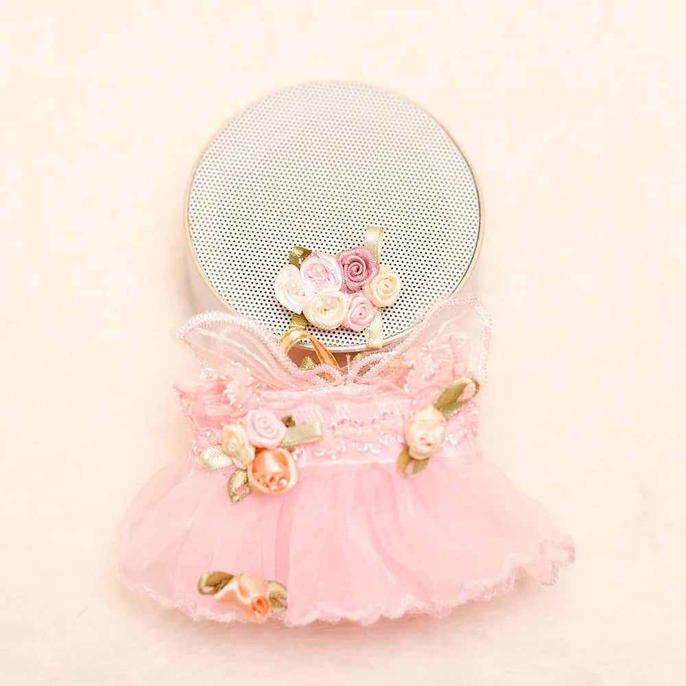 Labubu Idol Doll Wedding Dress – 17cm Rose Butterfly Gown Outfit Accessories for Mini Plush Dolls DIY Gift