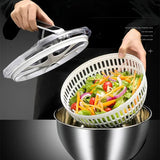 Stainless Steel Vegetable and Fruit Washer, Handheld Salad Spinner with Lid, Colander, and Dryer for Efficient Draining and Dehydrating