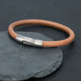 Men's Retro Leather Bracelet – Simple Black & Brown Design with Stainless Steel Buckle | Punk Rock Jewelry Gift