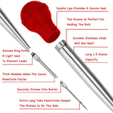 Stainless Steel Turkey Baster & Meat Injector Set – Professional Cooking Syringe with Marinade Needle and Cleaning Brush