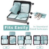 7-pieces Travel Bag Organizer Set for Clothes, Blankets, Shoes, and Luggage, Includes Suitcase Pouch and Packing Cubes