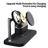 Magnetic Wireless Charger with Clock Function: 5W 5-in-1 Charging Station for iPhone, iWatch Ultra, AirPods, and Samsung Devices