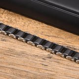 Men's 11.3mm Black Ceramic Chain Bracelet – Rock Punk Style with Stainless Steel Bicycle Links | Father's Day Luxury Gift