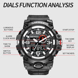 SMAEL Men's Quartz Sports Watch: Waterproof, LED Dual Display, Date Alarm, Military Style, Fashionable Student Wristwatch