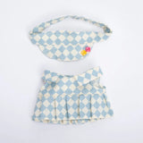 17cm Labubu Doll Checkerboard Tennis Outfit Set – Suspender Pants & Shirt Trendy Fashion Clothes for Baby Pendant Dolls