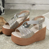 Women's Chunky Summer Sandals – Thick Sole Wedge Heels with Hollow-Out Platform Gladiator Style