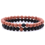 2-Piece Couple's Lava Stone & Tiger Eye Bracelet Set – Black & White Distance Beaded Yoga Bracelets for Men