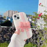 Adorable 3D Pink Bow Gift Box Girl Silicone Phone Case for iPhone 11-15 Pro Max