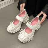 Women's Casual Silver Platform Ballet Shoes – Thick Sole Sneakers, Fashionable Summer Mary Jane Pumps