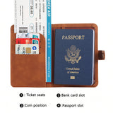 Waterproof Leather Passport Holder with Credit Card Wallet - Cute Design for Women/Men