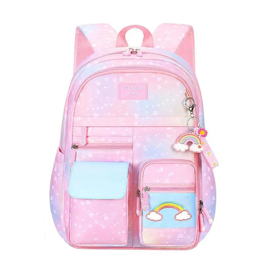 Cute Rainbow School Backpack for Girls: Perfect Kawaii Book Bag for Elementary School, Girl's Mochila