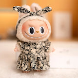 Mini Plush Doll's Clothes Outfit Accessories For Labubu V1 V2 Idol Dolls Berry Pattern Dress Knitted Cardigan Clothing Gift