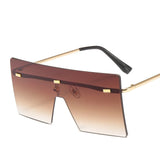Luxury Oversized Rimless Sunglasses for Women with Metal Gradient Lenses - Fashionable UV400 Eyewear Shades