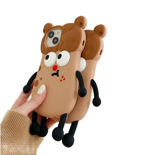 3D Angry Potato Girl Silicone Case for iPhone 11-15 Pro Max, Cute Cartoon Cover