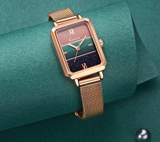 Women's Fashion Quartz Watch - Stylish Rectangle Design, Famous Brand, Dresses Tops with Starry Sky Effect