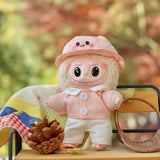 Labubu Doll Duck & Rabbit Outfit Set – 17cm Plush Clothes with Yarmulke Hat, Shirt, and Pants Three-Piece Accessories for Cute Styling