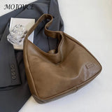 Retro Leather Shoulder Bag for Women: Spacious Tote with Casual Style