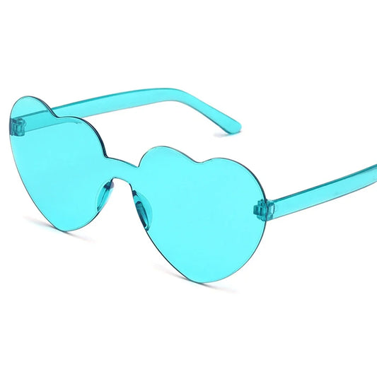 Single Love Heart Lens Sunglasses for Women - Transparent Plastic Frame, Clear Candy-Colored Sun Shades for a Stylish Look