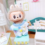 Hooded Jumpsuit Poncho Outfit for 17cm Labubu – Cute Mini Plush Doll Clothes & Accessories for Fans and Dress-Up Gifts