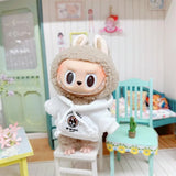 Hooded Jumpsuit Poncho Outfit for 17cm Labubu – Cute Mini Plush Doll Clothes & Accessories for Fans and Dress-Up Gifts