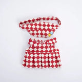 17cm Labubu Doll Checkerboard Tennis Outfit Set – Suspender Pants & Shirt Trendy Fashion Clothes for Baby Pendant Dolls