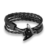 Multilayer Black Anchor Leather Bracelet – Fashion Charm Wristband for Men & Women | Stylish Jewelry Accessory