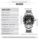 MEGIR Men's Stainless Steel Automatic Mechanical Watch: Waterproof Luxury Business