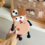 3D Angry Potato Girl Silicone Case for iPhone 11-15 Pro Max, Cute Cartoon Cover