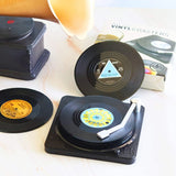 6pcs Retro Vinyl Record Coasters: Plastic, Anti-slip Coffee Cup Mats, Heat Resistant Music Drink Mug Mats, Table Placemats