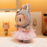 Labubu Idol Doll Wedding Dress – 17cm Rose Butterfly Gown Outfit Accessories for Mini Plush Dolls DIY Gift