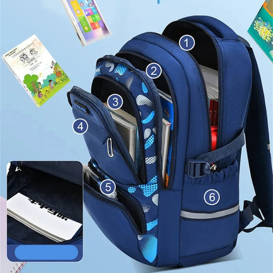 Waterproof Kids School Bags for Boys: Large Capacity Book Bag, Ideal for Primary School Supplies, Children's Gift