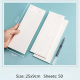 2 Sets of Non-Sticky Long Notepads: Simple Memo Pads for Writing Notes in School or Office, Sized 9x25cm