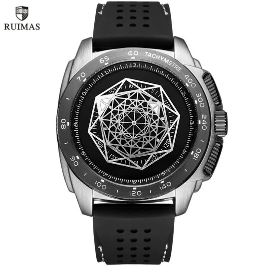 RUIMAS Men's Quartz Watch: Silicone Band, Large Dial, Sporty Military Style, Luminous, Waterproof