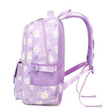 Big school backpacks for girls aged 7 to 10: Purple bag with flowers and lots of pockets, great for middle school